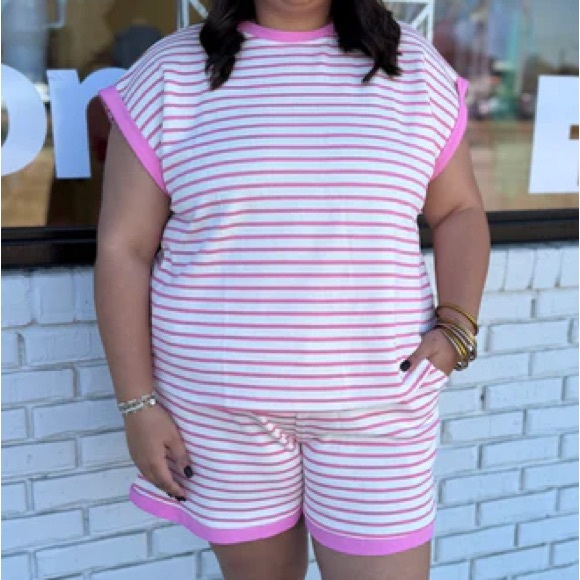 Pink Striped Short Set - Picture 2 of 2
